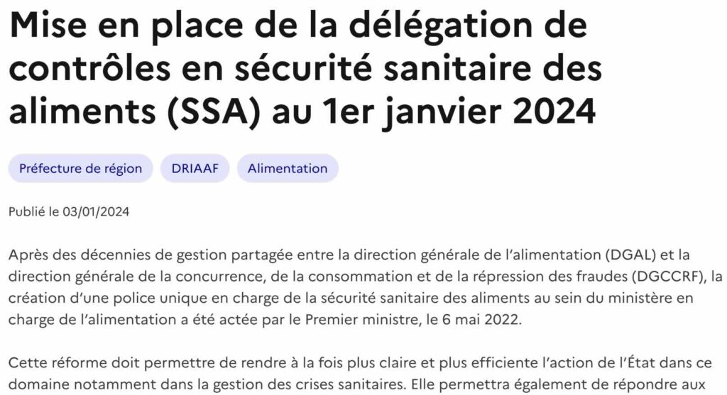 délégation contrôle sanitaire sur la remise direct, inspection sanitaire privée
